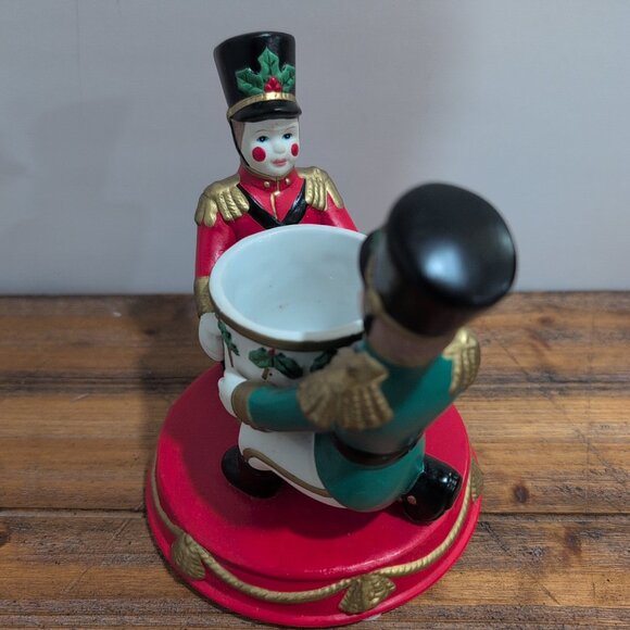 PartyLite Retired Ceramic Toy Soldiers Christmas Candle Holder 5.5" Tall - Picture 2 of 7